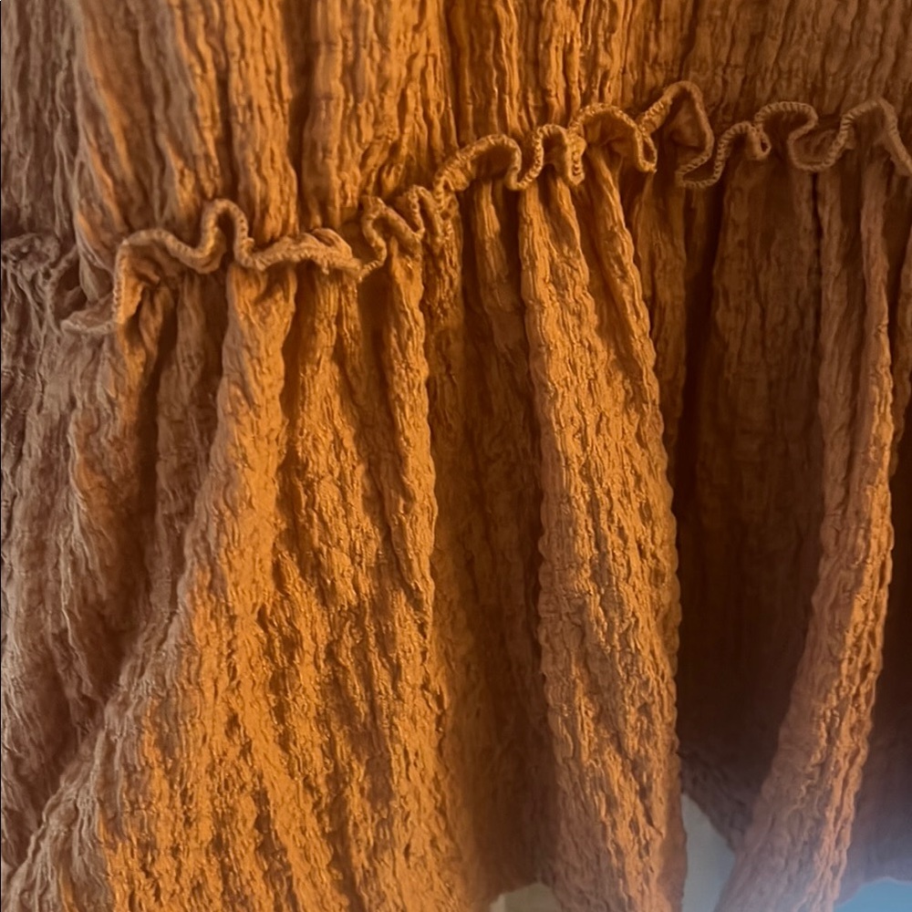 Women's Orange Ruffle Hem Top - Picture 4 of 6